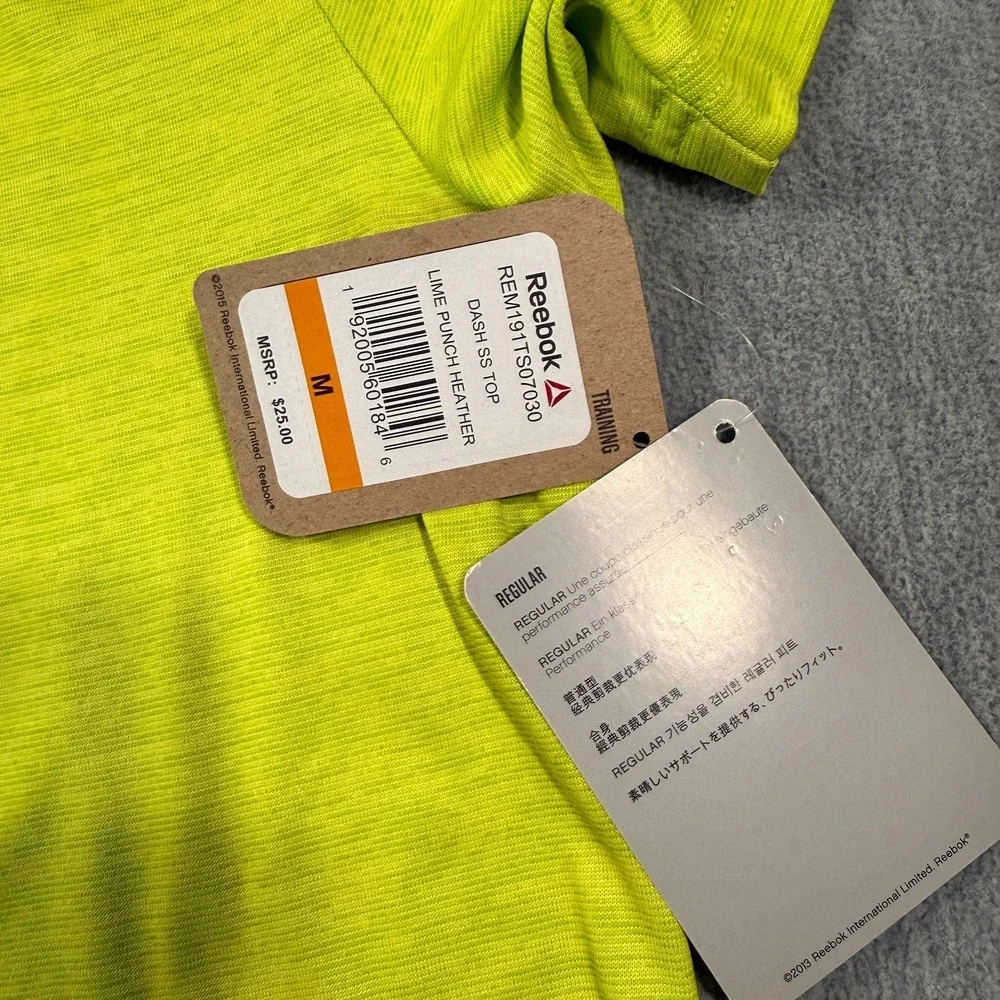 Reebok T-Shirt Men‎ M Yellow Regular Fit Training Lightweight Active Gym Tee NEW
